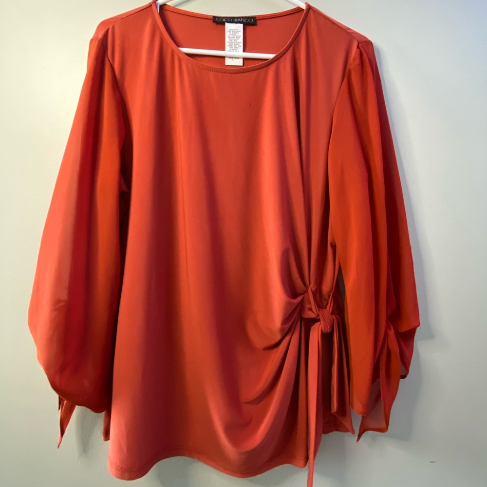 Orange side tie shirt
